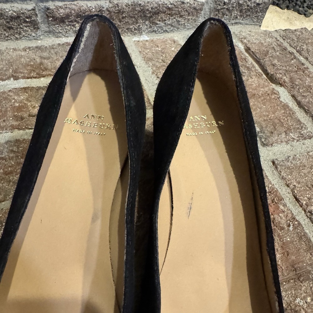 Ann Mashburn Buckle Heel Black Suede Block Made in Italy 36 US 5.5 #242 - Picture 12 of 16